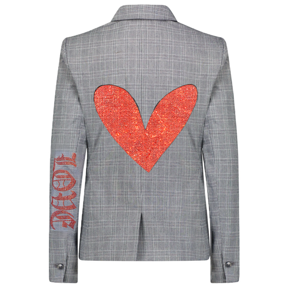 Red Heart Blazer- Black Plaid