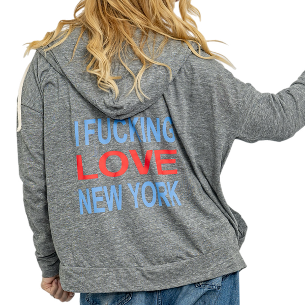Jersey Zip Up Hoodie F#@ Love New York
