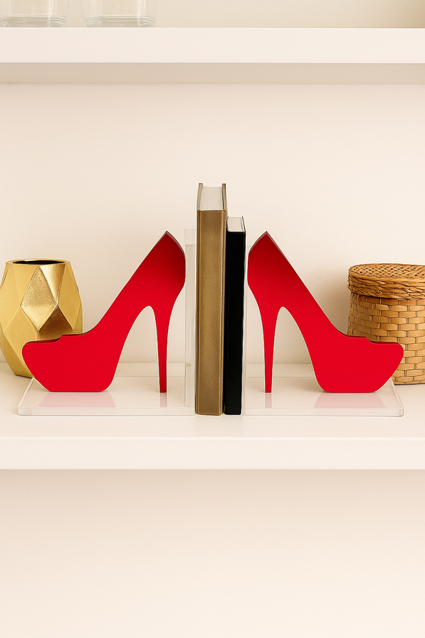 Acrylic Red Stiletto Bookends