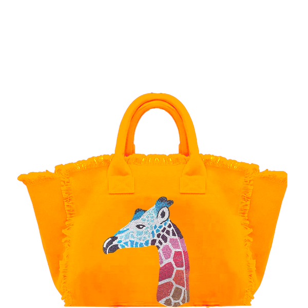 Giraffe Crystal Fringe Canvas Bag