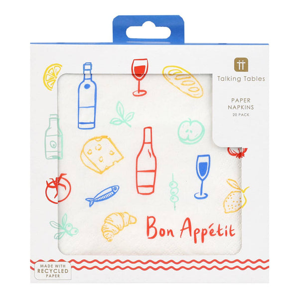 Bon Appetit Icons Recycled Paper Napkins | 20 Pack | Summer|