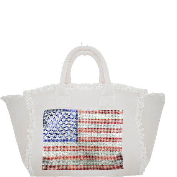 Usa Flag Canvas Fringe Bag