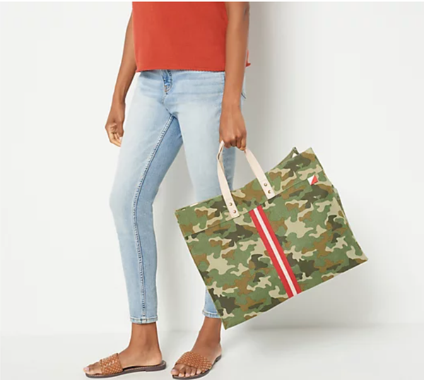 Tote with Strap and Leather Handles