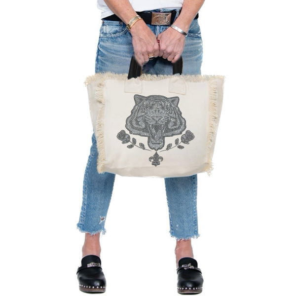 Tiger Fringe Canvas Bag SAMPLE SALE