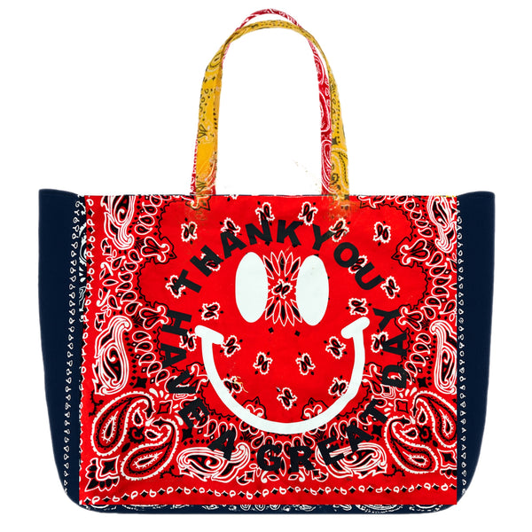 Smile Reversible Good Day Bandana Shopper Tote