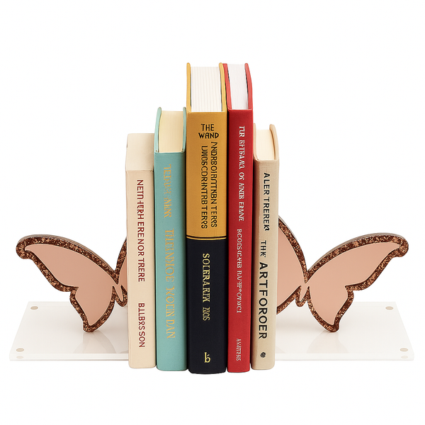 Acrylic Rose Gold Butterfly Bookends Sample