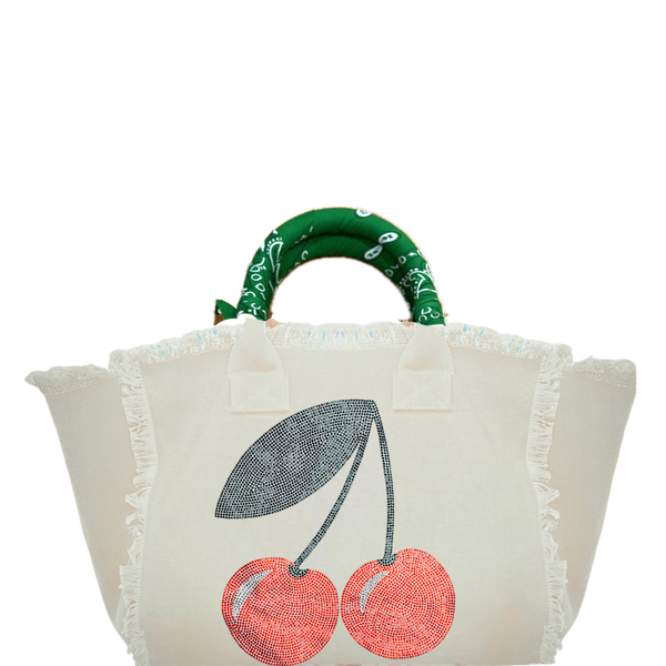 Cherries Canvas Fringe Bag