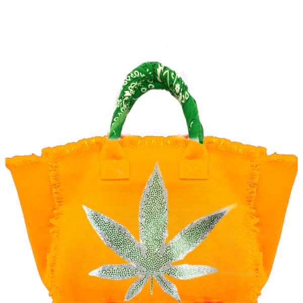 Leaf Orange Fringe Canvas Bag