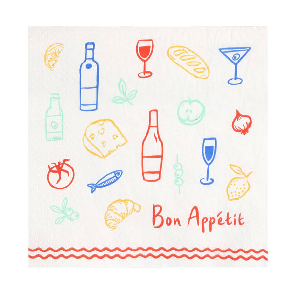 Bon Appetit Icons Recycled Paper Napkins | 20 Pack | Summer|