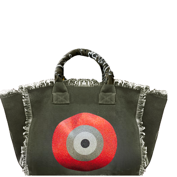Evil Eye Fringe Canvas Bag