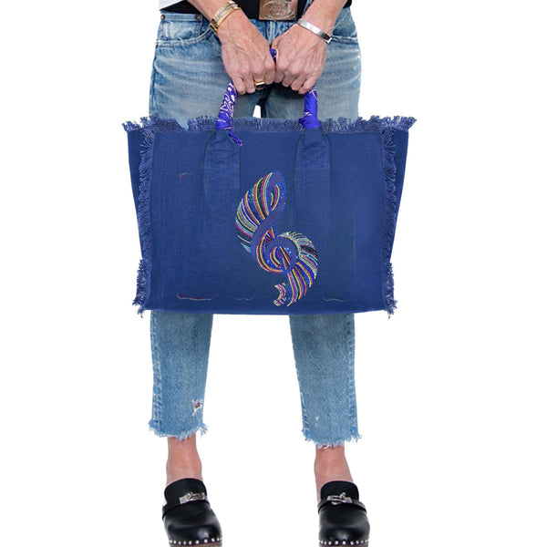Music Note Fringe Canvas Bag SAMPLE SALE