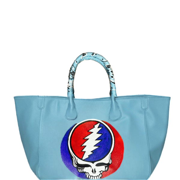 Everyday Vegan Leather Tote - Hand Painted The Grateful Dead