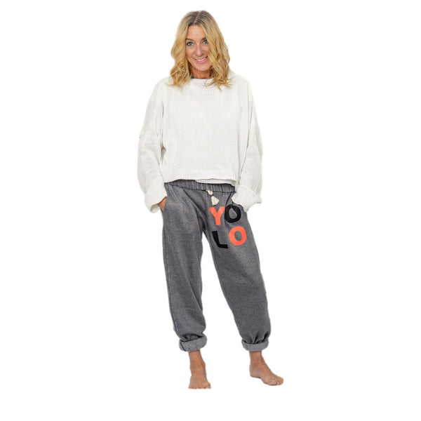 YOLO Red Boyfriend Oversized Pants