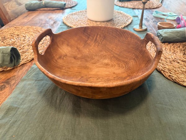 Rustic Teak Bowl with Handles - 12