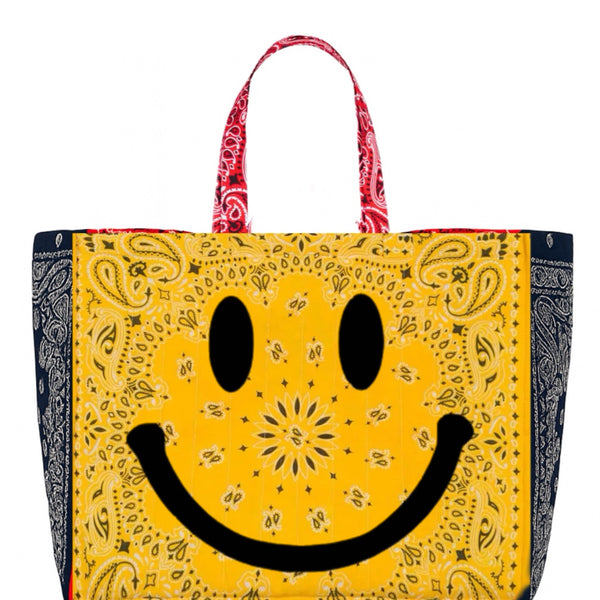 Smile Reversible Bandana Shopper Tote