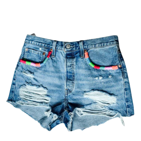 Denim Hand Embroidered Bright All Pocket Shorts Levi’s 501