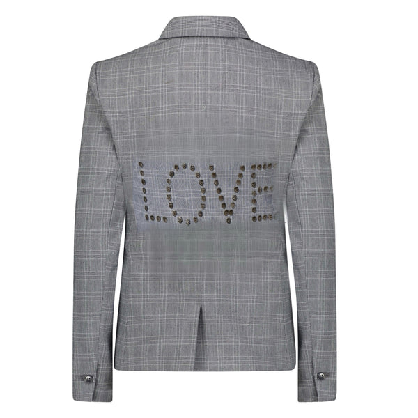 Love Skull Blazer - Black Plaid