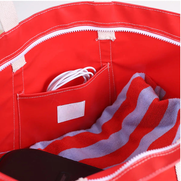Big Water Resistant Beach Tote Red
