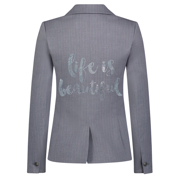 Life is Beautiful Blazer - Grey Pinstripe