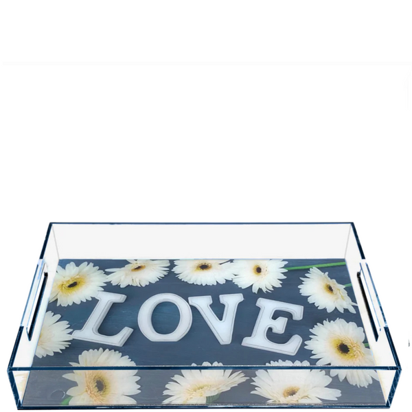 Acrylic Love and Daisies Tray