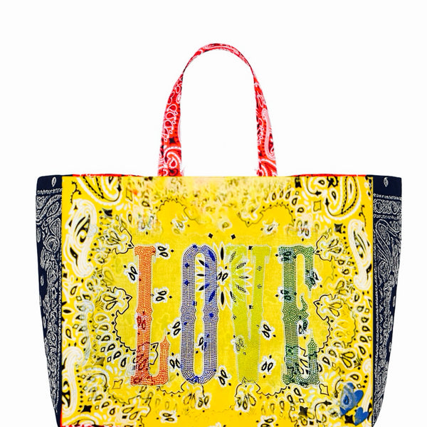 Love Rhinestones Reversible Bandana Shopper Tote
