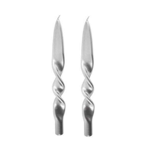 Lacquered Twist Silver Candles - Set of 2