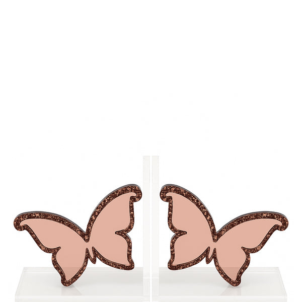 Acrylic Rose Gold Butterfly Bookends Sample