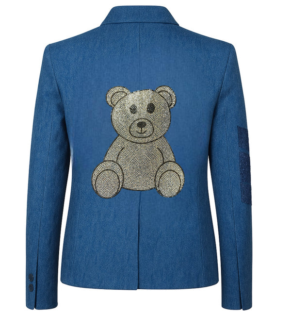 Crystal Teddy Blazer - Denim SAMPLE SALE