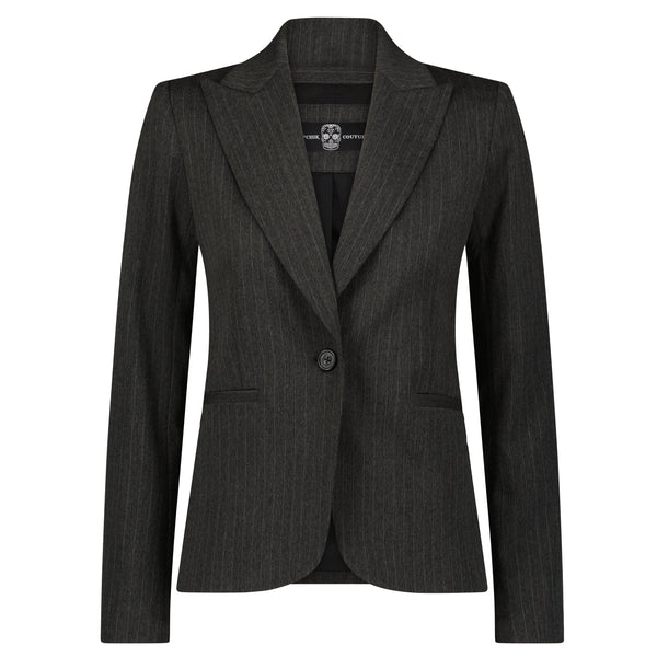 Plain Pinstripe Blazer - Charcoal