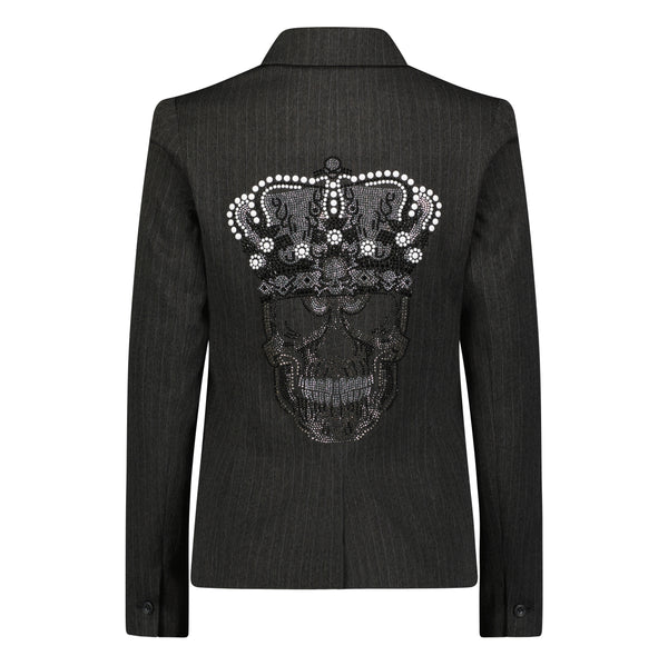 Crown Skull Pinstripe Blazer- SAMPLE SALE