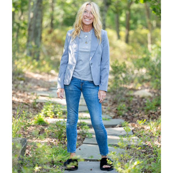 Plain Pinstripe Blazer - Grey