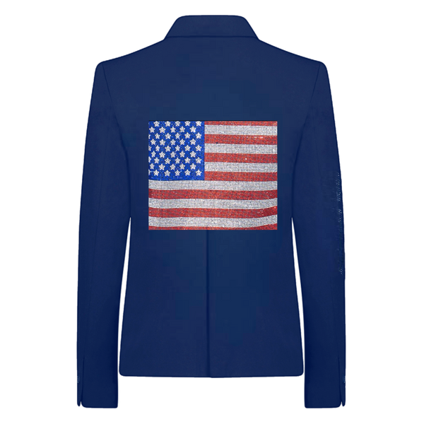 Crystal Usa Flag Sleeve Blazer
