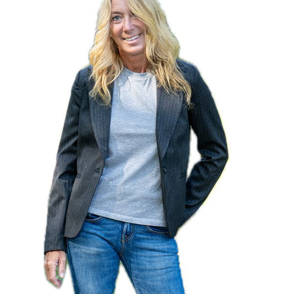 Plain Pinstripe Blazer - Charcoal