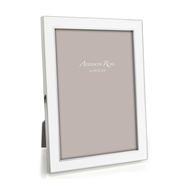 White Enamel & Silver Frame