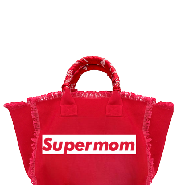 Supermom Fringe Canvas Tote Bag