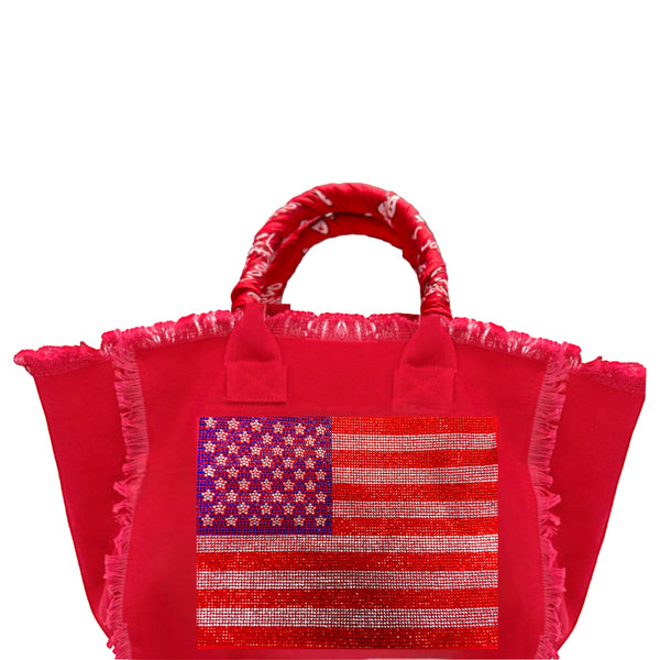 Usa Flag Canvas Fringe Bag