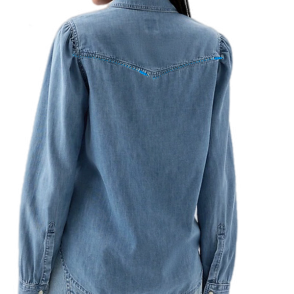 Denim Button Down Pocket Hand Embroidery