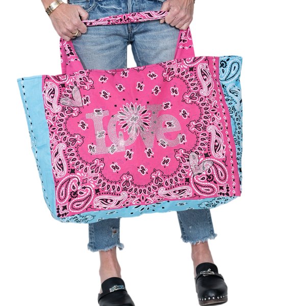 Love Crystal Reversible Bandana Shopper Tote