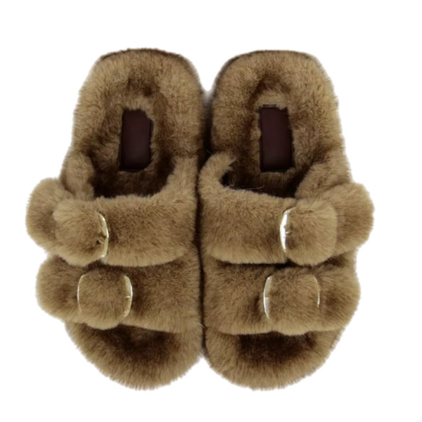 Mink Luxe Fur Sandals Natural