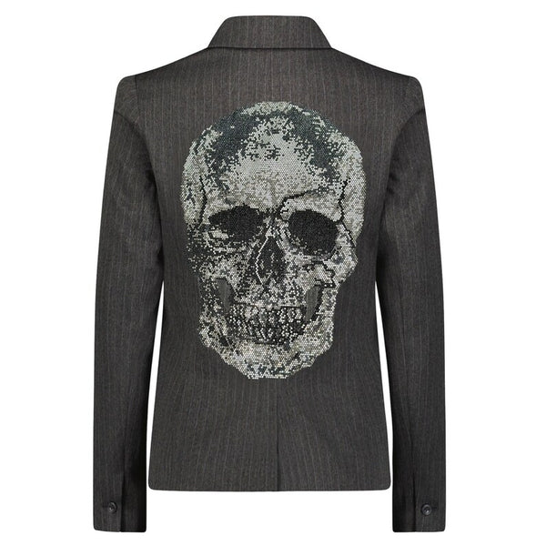 Skull Pinstripe Blazer- Charcoal SAMPLE SALE