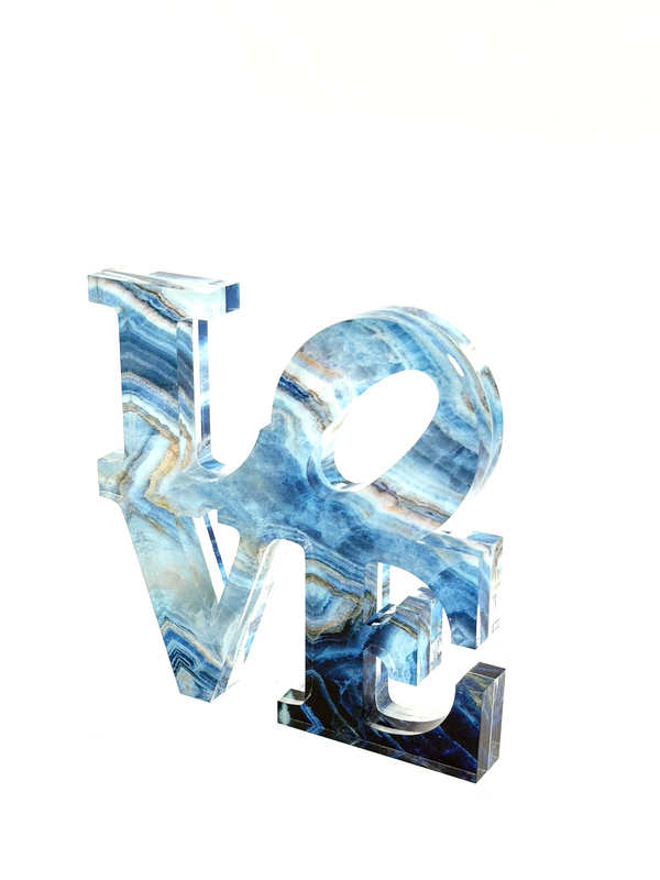 Blue Marble Acrylic LOVE Shelf Decor
