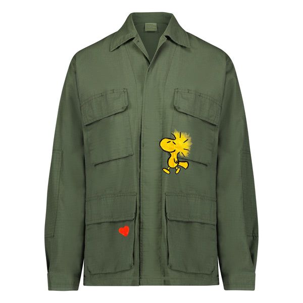 Screen Printed Snoopy on an Army Jacket