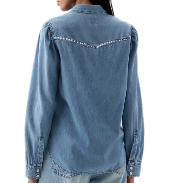 Denim Button Down Neon Hand Embroidery
