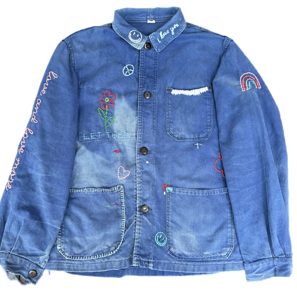 Hand-Embroidered Vintage Army Jacket – “Let Them” Edition