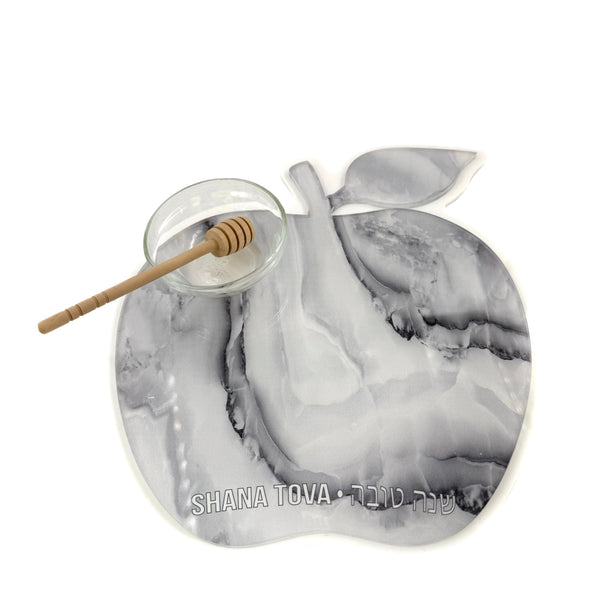 Apple Shapped Acrylic Honey Tray with Stick – Perfect Rosh Hashanah Gift