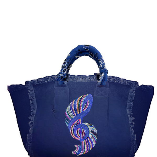 Music Note Fringe Canvas Bag SAMPLE SALE