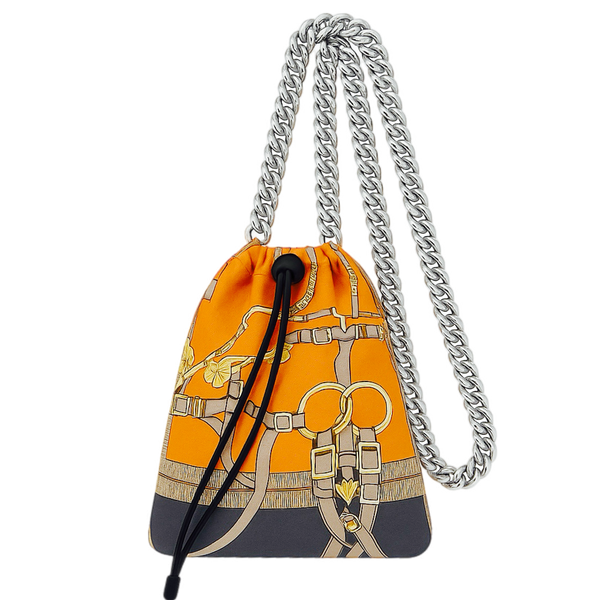 Drawstring Chain Equestrian Classic Silk Pouch