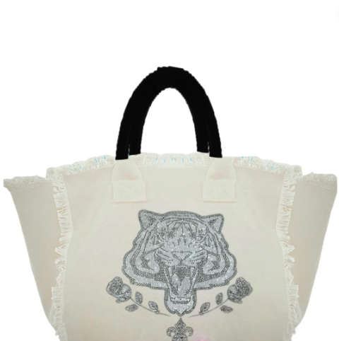 Tiger Fringe Canvas Bag SAMPLE SALE