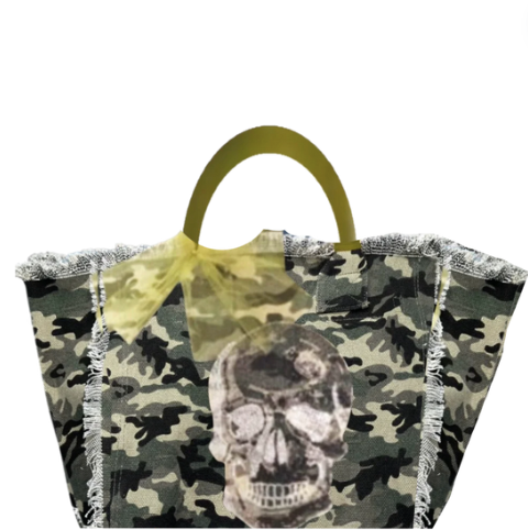 Skull Fringe Canvas Bag Camo