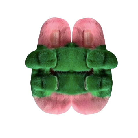 Mink Slide Sandals Shoes - Watermelon Green